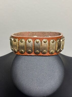 Brown Soft Leather Gold Tone Boho Rocker Babe Wrap Bracelet Festival